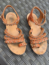 Load image into Gallery viewer, Chanel Brown sandals with gold chains Size 41