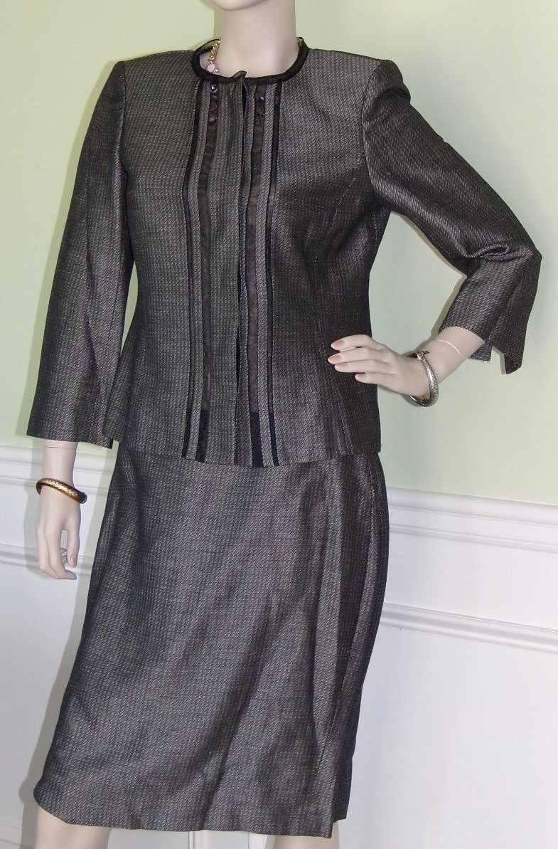 Ellen Tracy Women Skirt Suit Gray Size 8