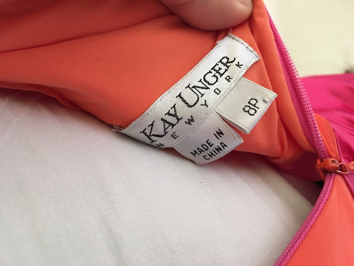 Key Unger Pink and Orange Sleeveless Satin Women Coctail Dress