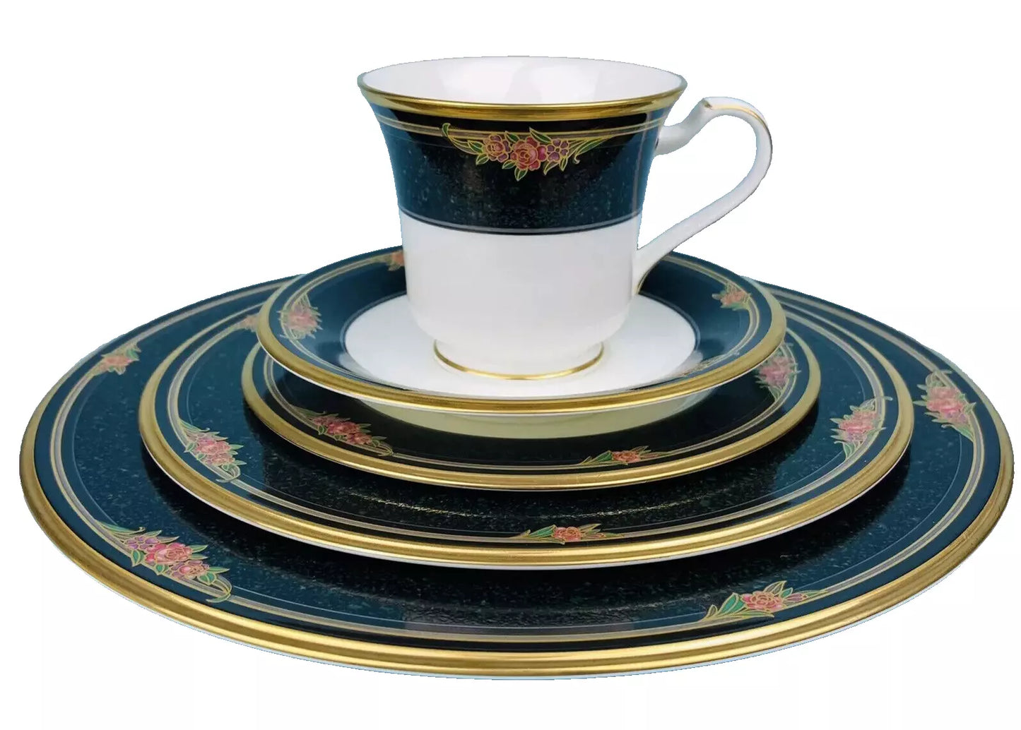 5 Pc. Noritake Venetian Rose Bone China Japan 9783 Bread Diner Salad Cup Saucer