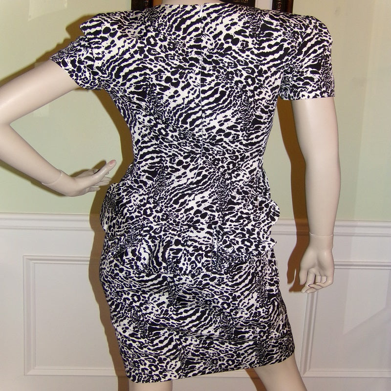 Carolina Herrera Animal Print Ahort Sleevess Silk Dress