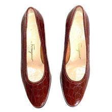 Load image into Gallery viewer, Ferragamo Brown Leather Wedges Size 6 C
