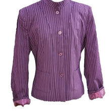 Load image into Gallery viewer, Oscar De La Renta Striped Purple Women Blazer Size 10
