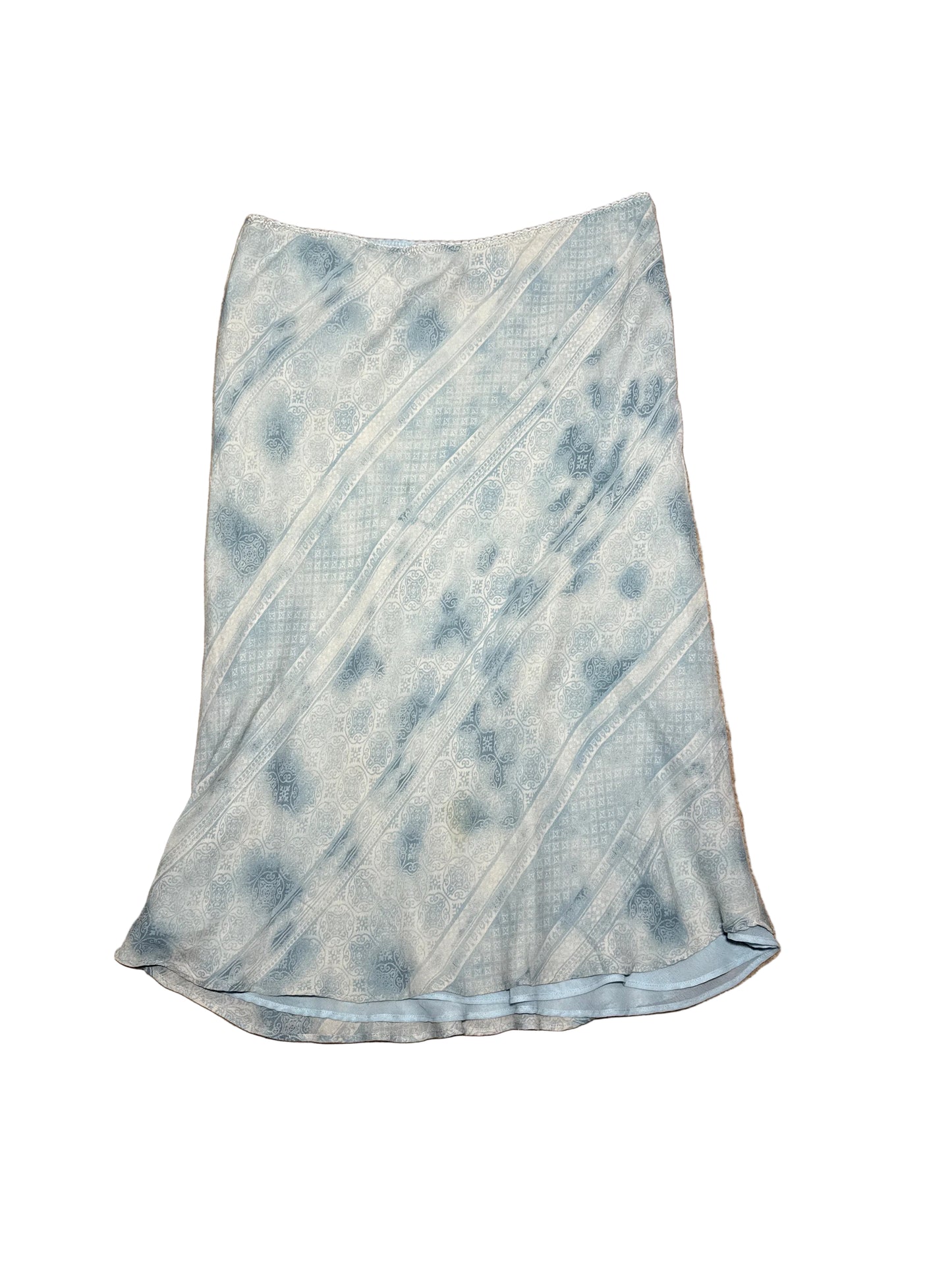 Women's Floral Maxi Skirt, Size L, Ruffle Green Mint