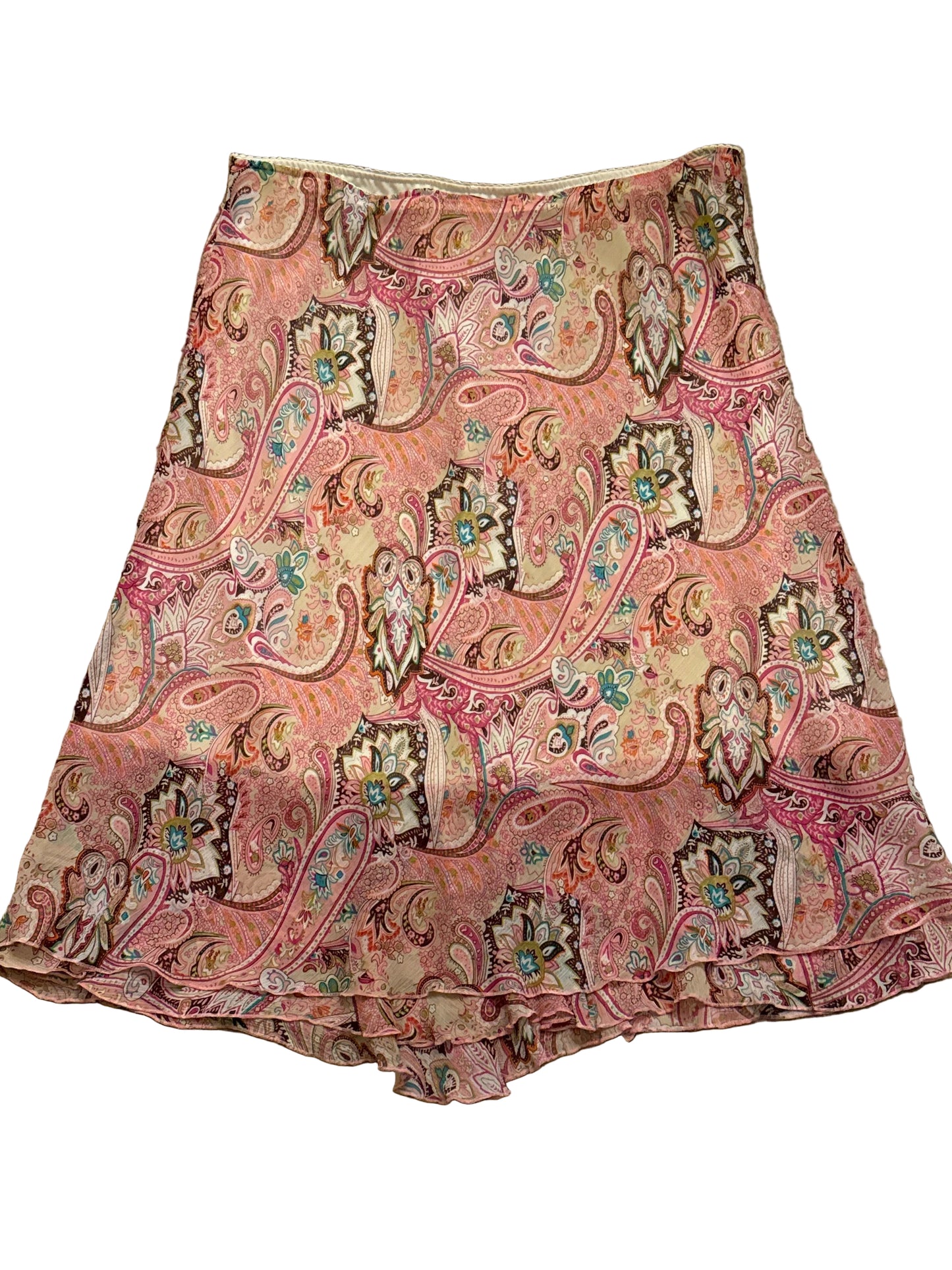 Women's Floral Maxi Skirt, Size XL, Ruffle Pink