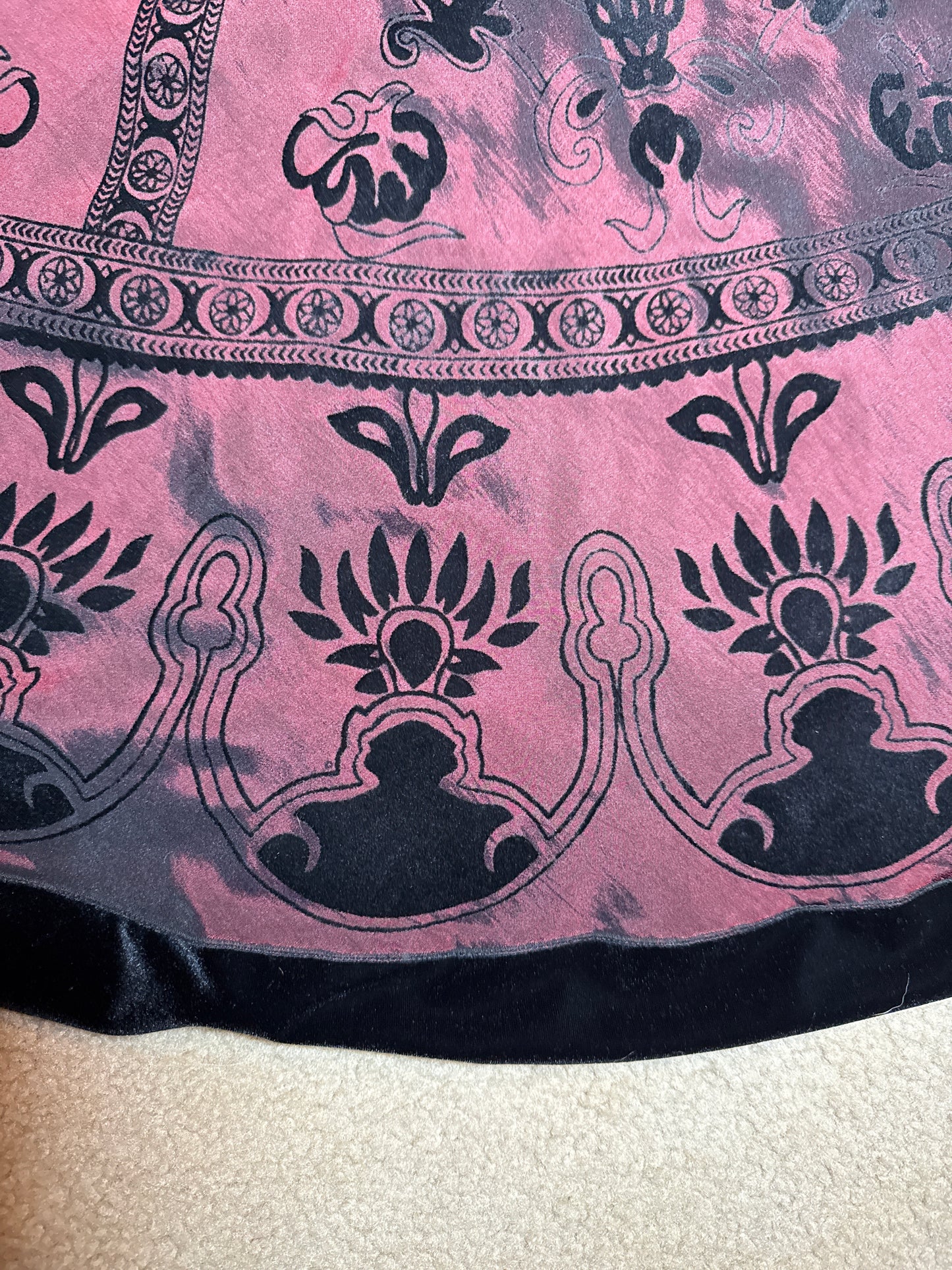 Women's Solid Midi Skirt, Size XL, Ruffle Burgundy