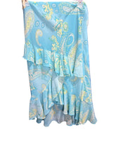 Load image into Gallery viewer, Stack of blue and yellow patterned face masks on a blue background
