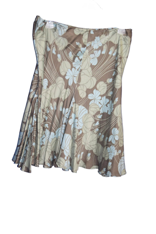 Women's Floral Maxi Skirt, Size XL, Ruffle Green