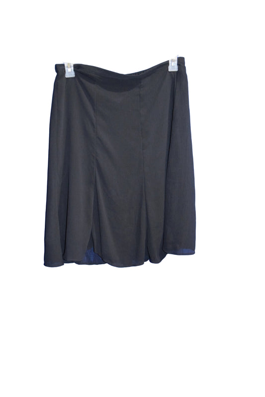 Women's Solid Midi Skirt, Size 12, Ruffle Black