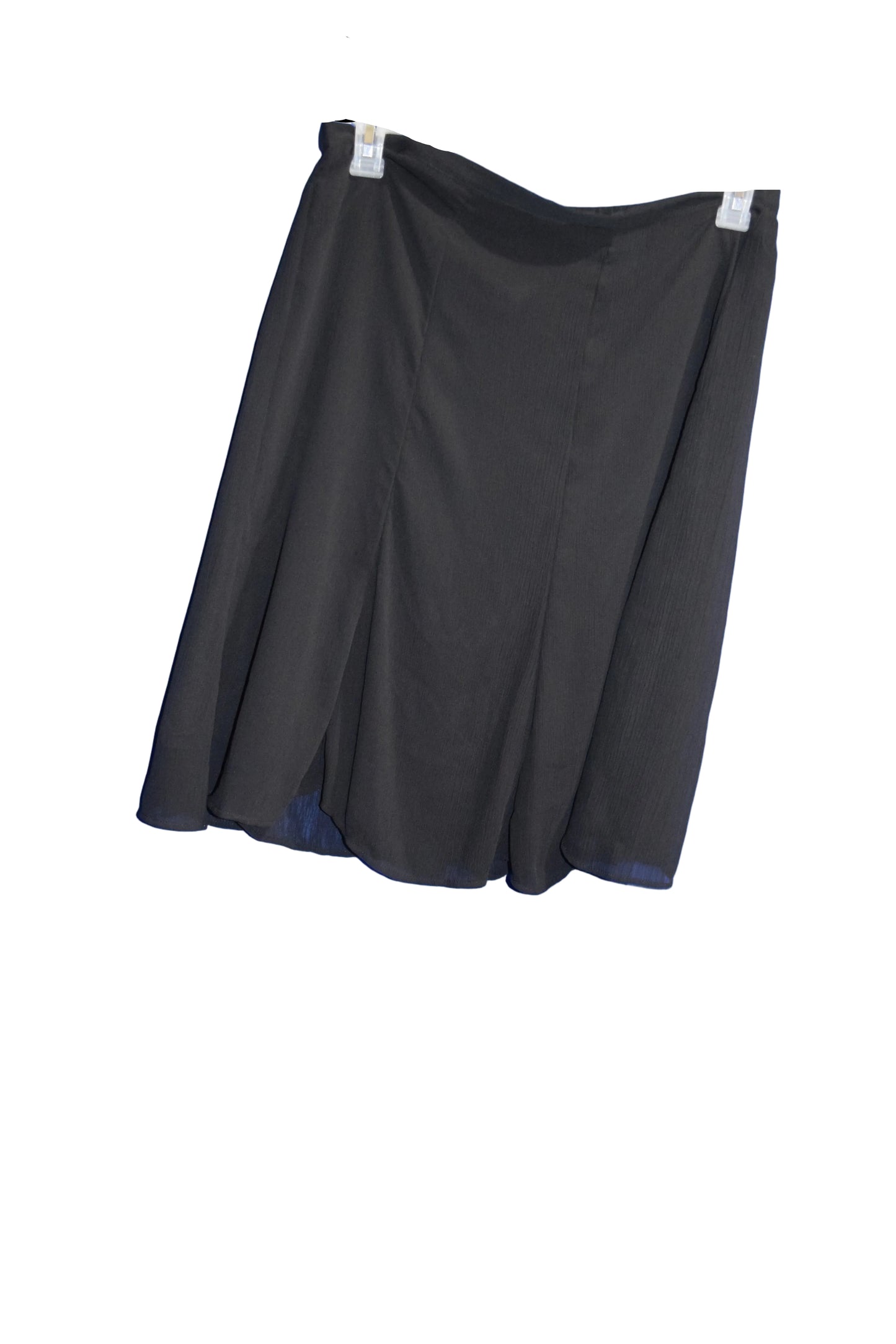 Women's Solid Midi Skirt, Size 12, Ruffle Black