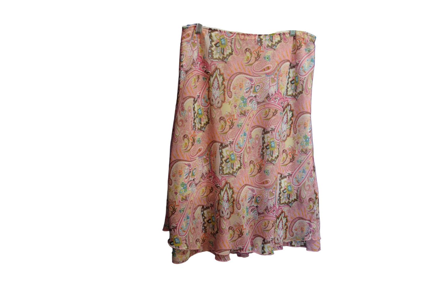 Women's Floral Maxi Skirt, Size L, Ruffle Pink