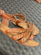Load image into Gallery viewer, Chanel Brown sandals with gold chains Size 41
