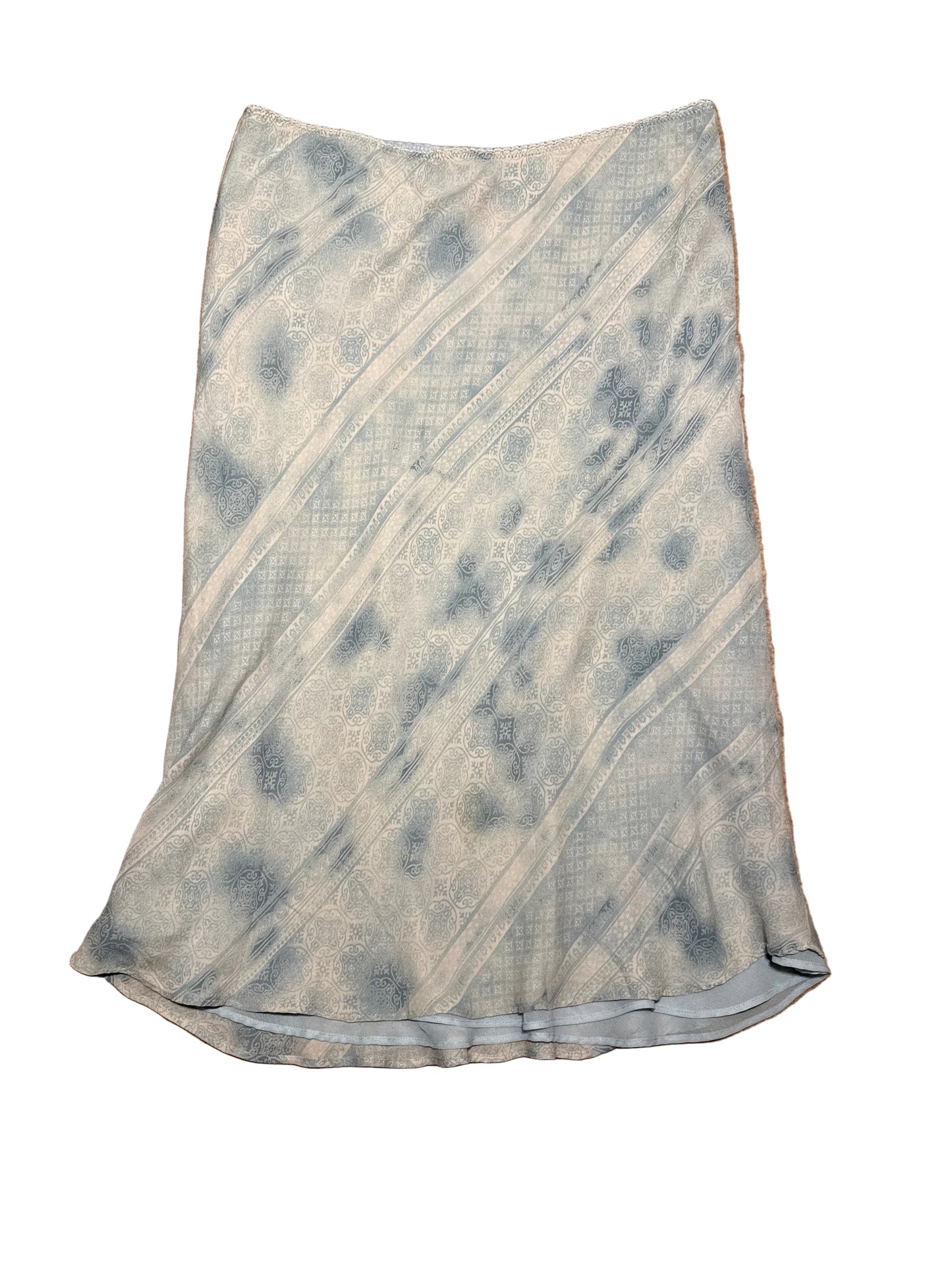 Women's Floral Maxi Skirt, Size L, Ruffle Green Mint