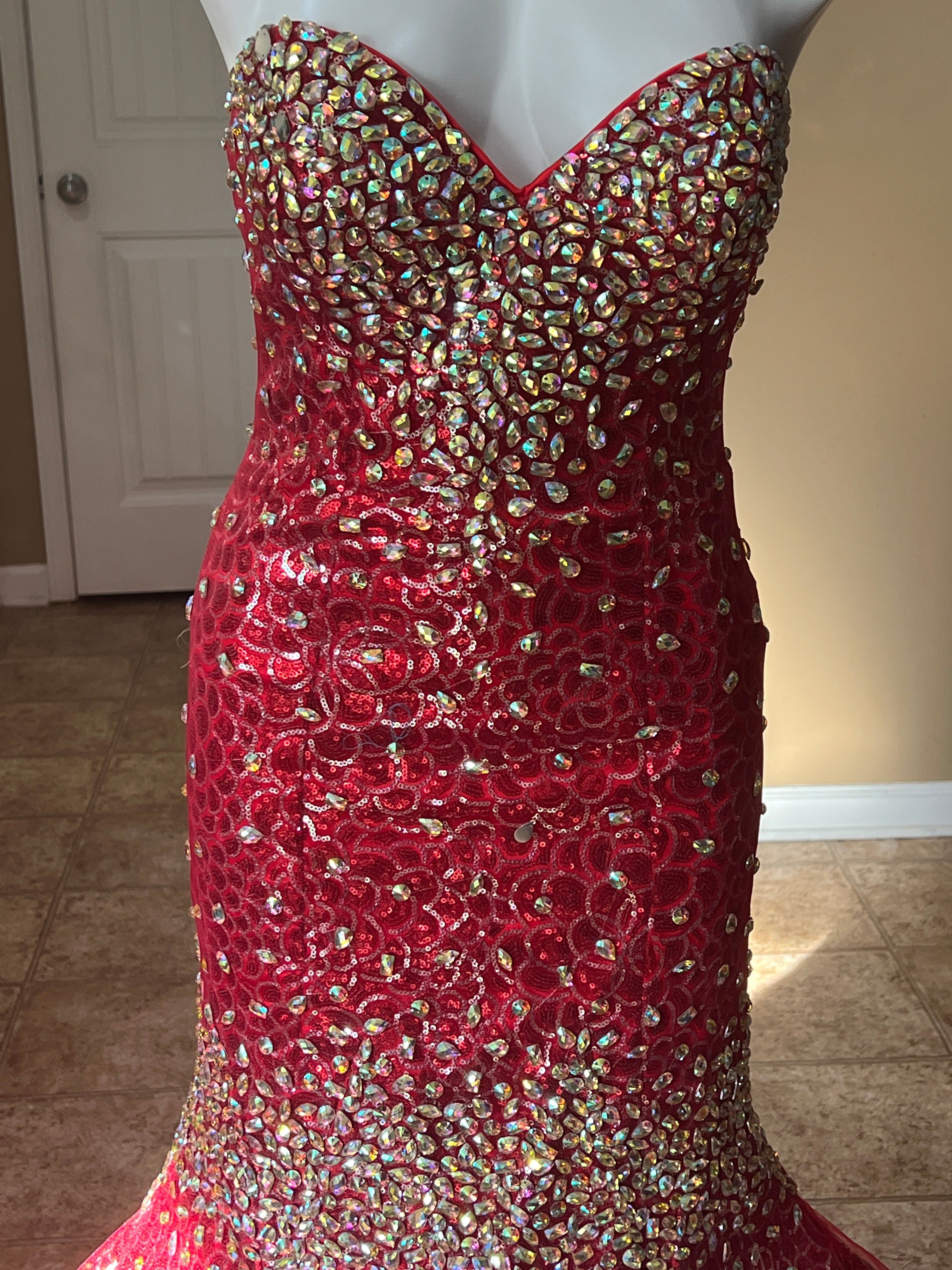 Panoply Red Mermaid Prom Dress Size 4