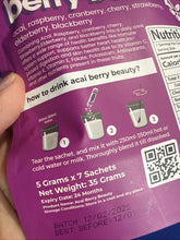 Load image into Gallery viewer, Acai Berry Beauty Drink Mix 7-Berry Daily Supplement 7 Sachets
