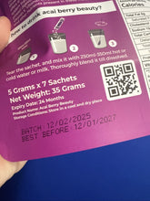 Load image into Gallery viewer, Acai Berry Beauty Drink Mix 7-Berry Daily Supplement 7 Sachets
