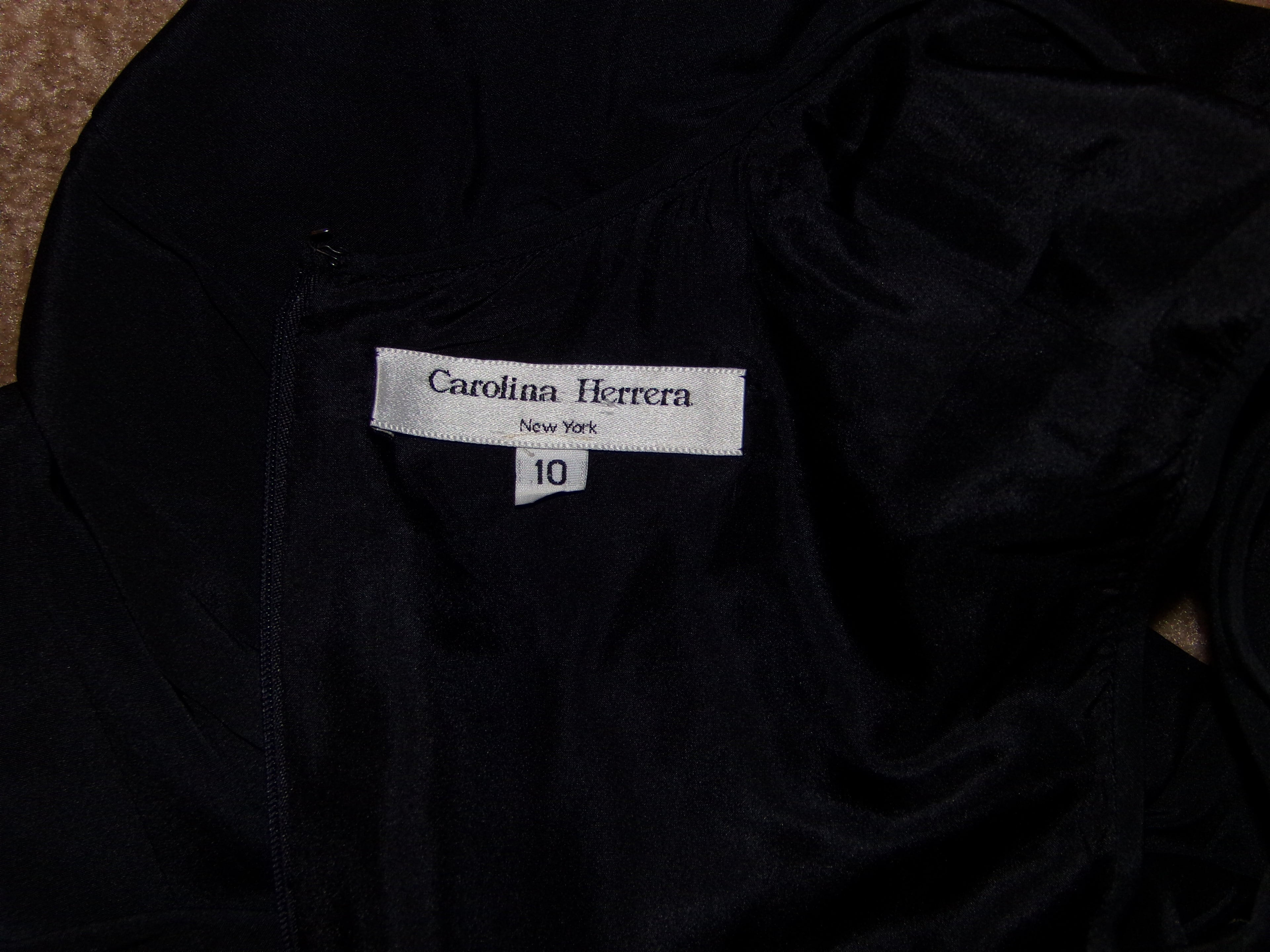 Carolina Herrera Black Sleeveless Silk Women Dress