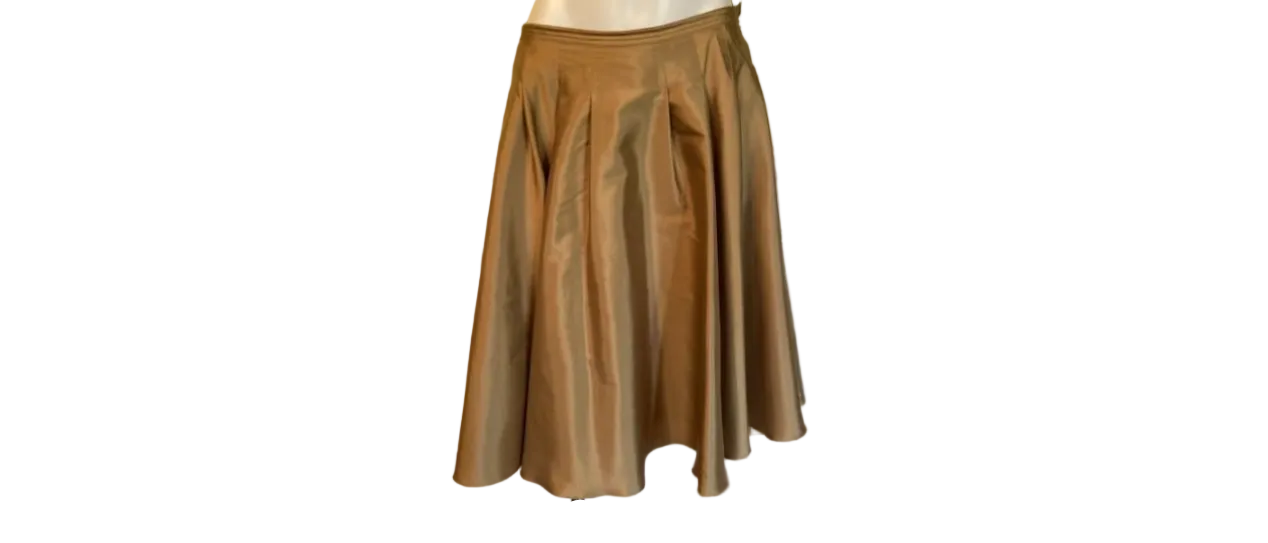 Brown skirt on a mannequin against a neutral background