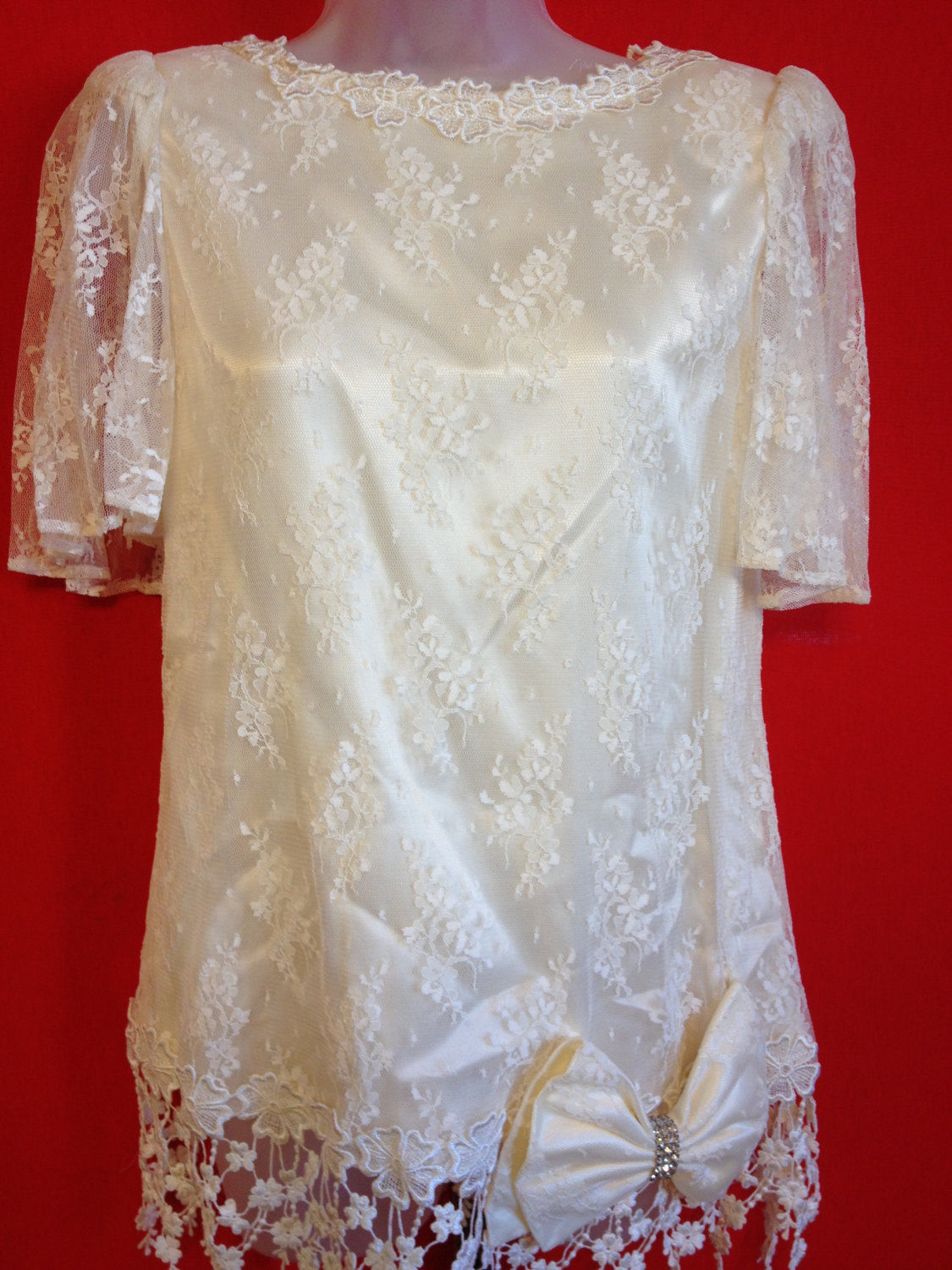 Vintage Ivory Lace Outfit Size 8
