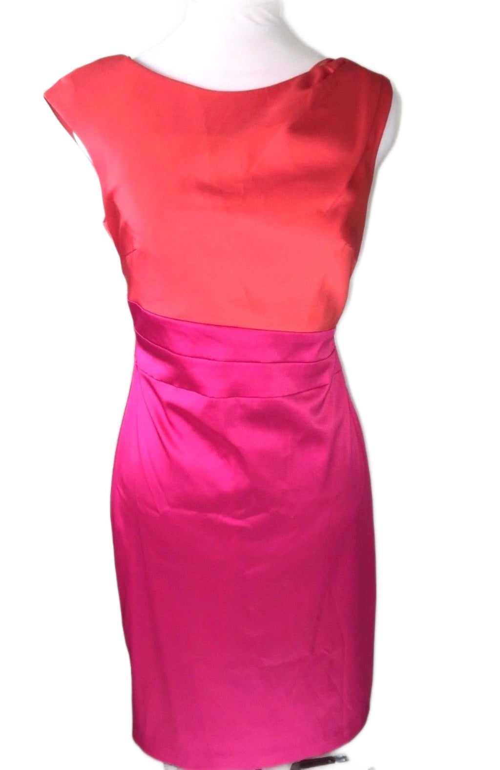 Key Unger Pink and Orange Sleeveless Satin Women Coctail Dress