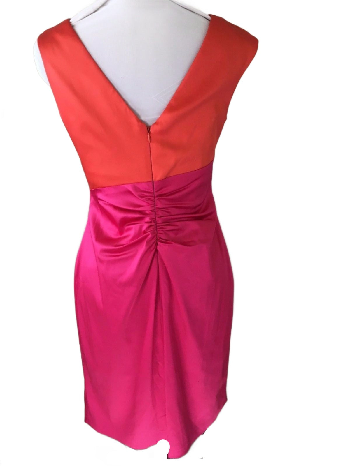 Key Unger Pink and Orange Sleeveless Satin Women Coctail Dress