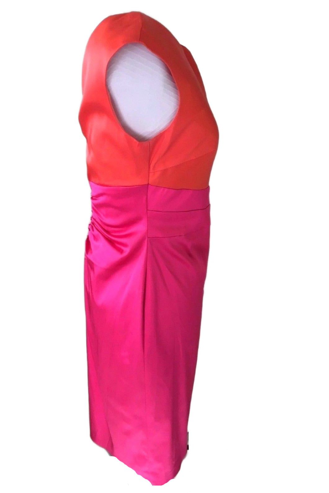 Key Unger Pink and Orange Sleeveless Satin Women Coctail Dress
