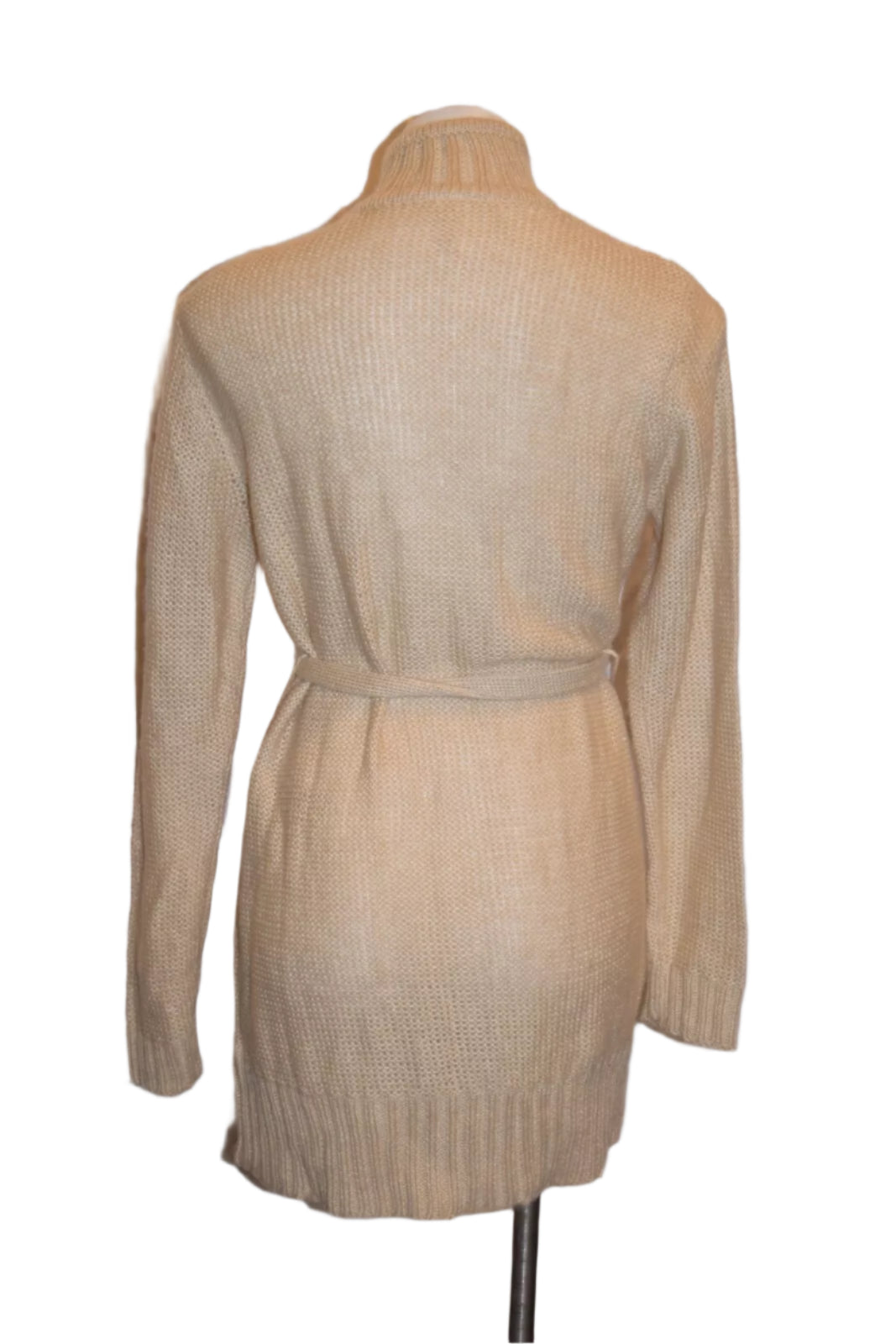 Vintage Women's Cable Knit Cardigan Sweater Long Sleeve Ivory Size M