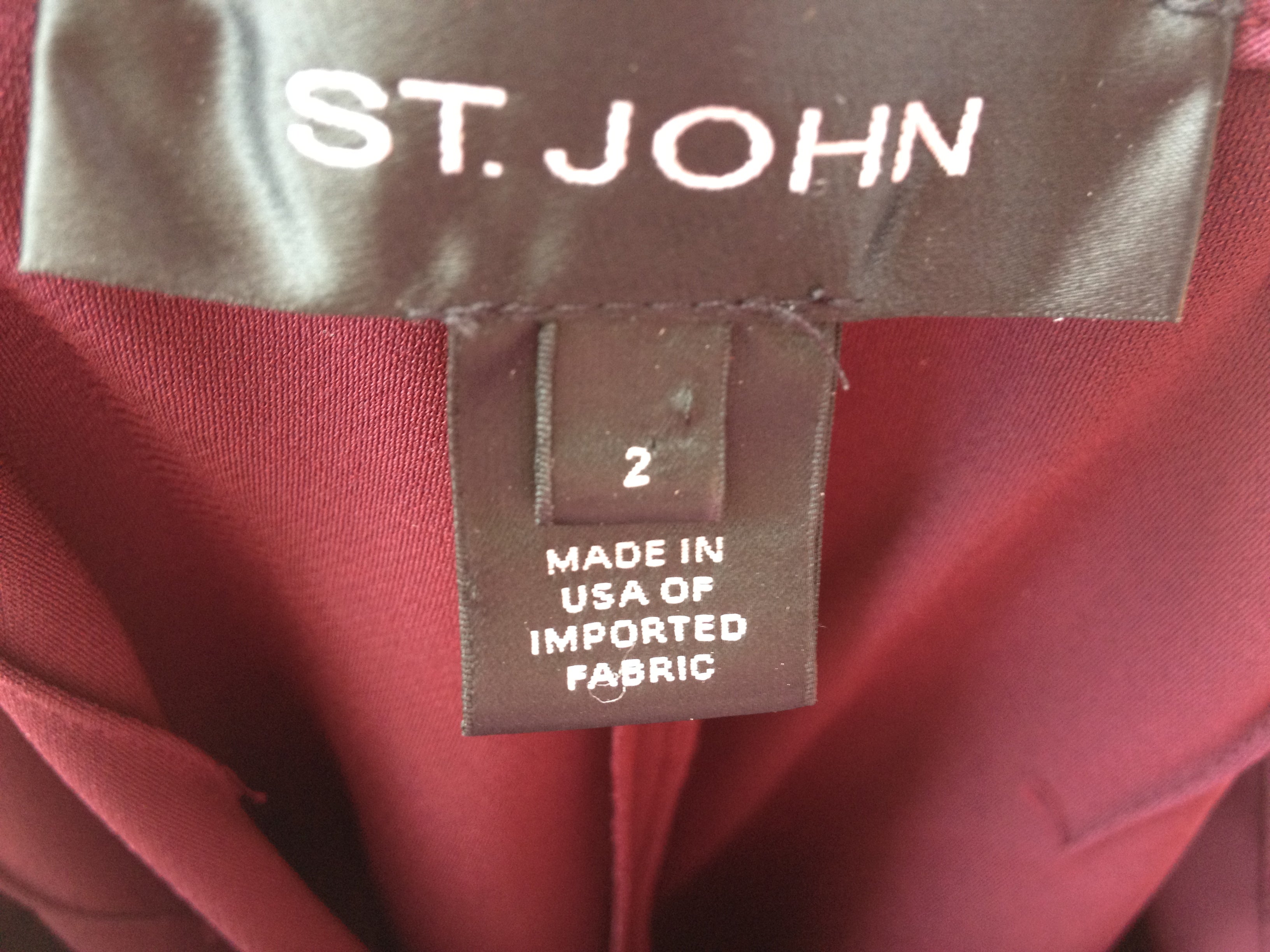 St John Burgundy Women Pants Size 2