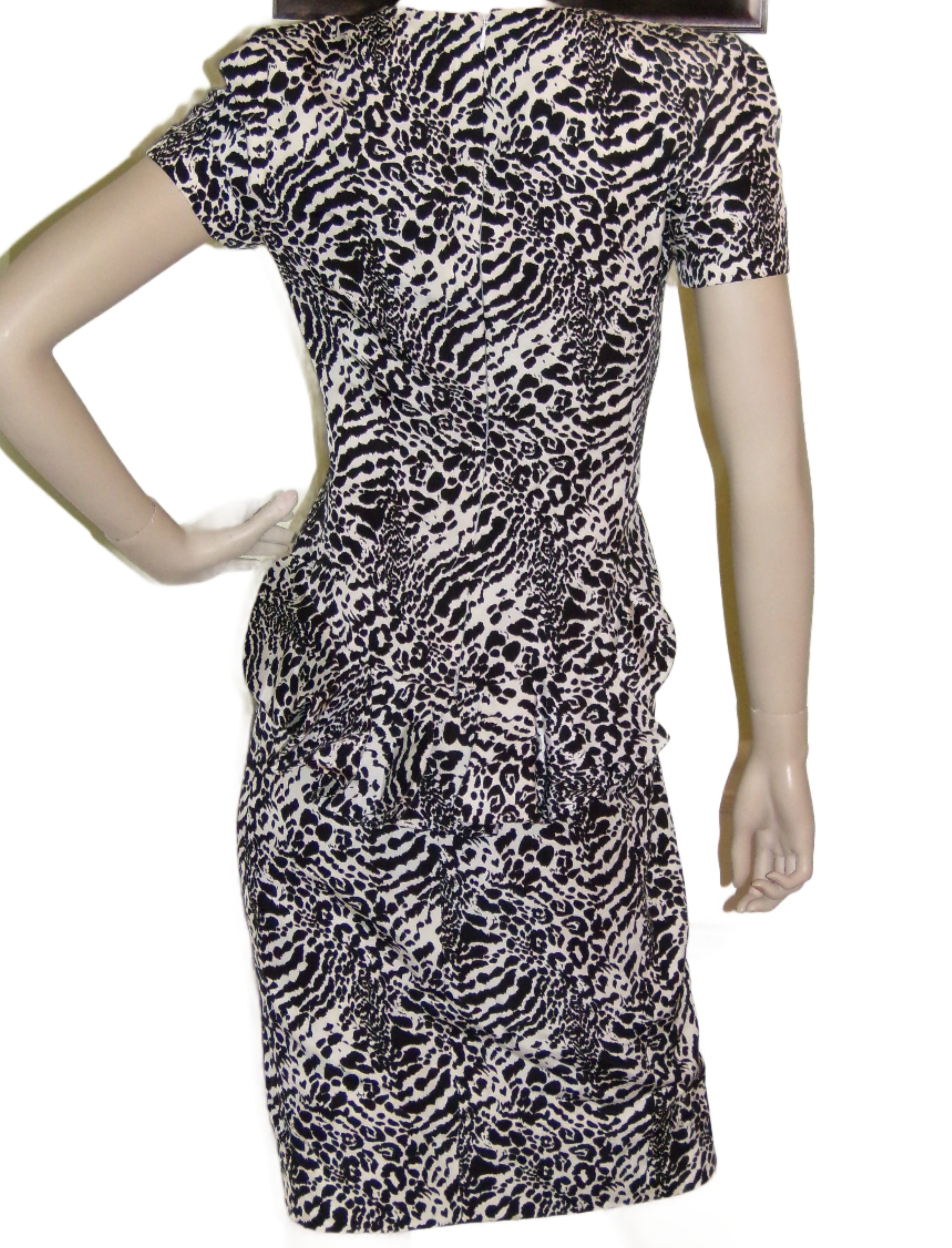 Carolina Herrera Animal Print Ahort Sleevess Silk Dress