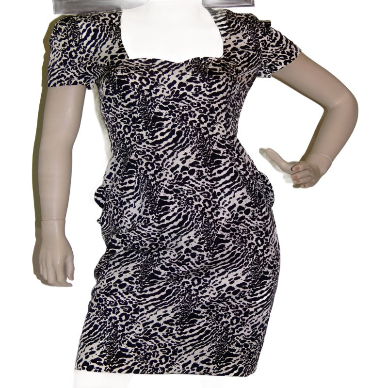 Carolina Herrera Animal Print Ahort Sleevess Silk Dress